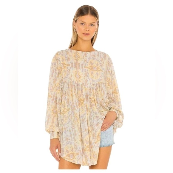 Free People This is It Long Line Oversized Sleeve Tunic Blouse Size XS - Picture 1 of 13